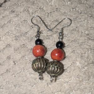 3/$15 Elegant Beaded Earrings with Red and Bronze Accents